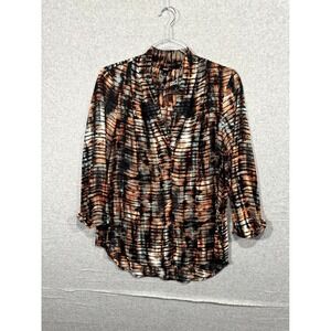 Mossimo Shirt Button Up Button Up Roll Tab Sleeve‎ Geometric Womens Size Small